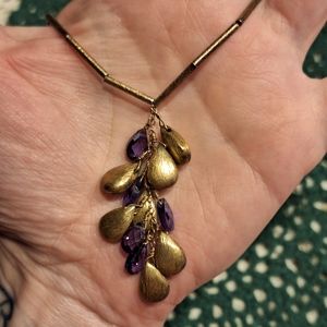 Vintage Bronze And Glass Beaded Toggle Necklace